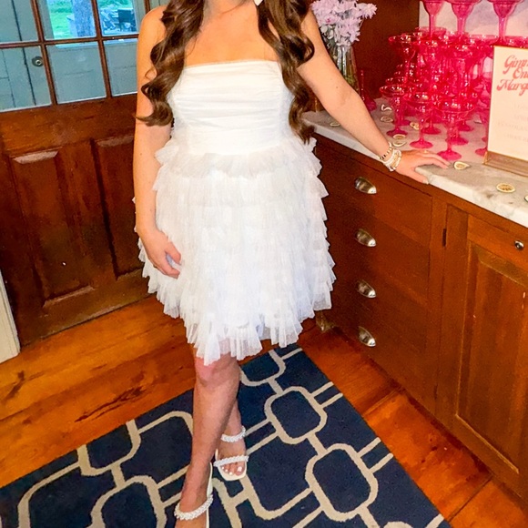 STORIA carrie tulle strapless dress in white - Picture 5 of 9